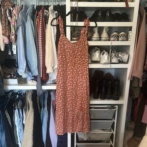 Floral tie strap midi dress